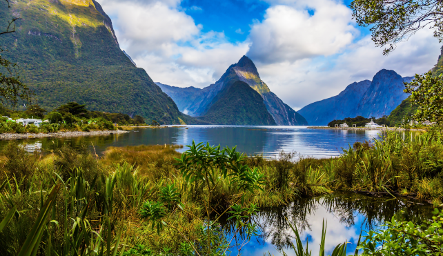 Panoramic view of lake in New Zealand